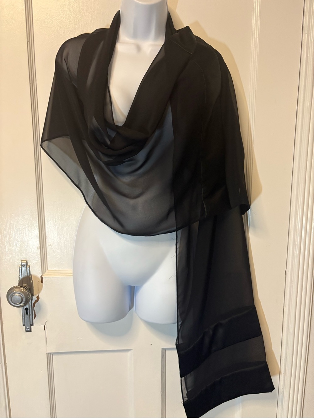 Black Sheer Chiffon Wrap Scarf